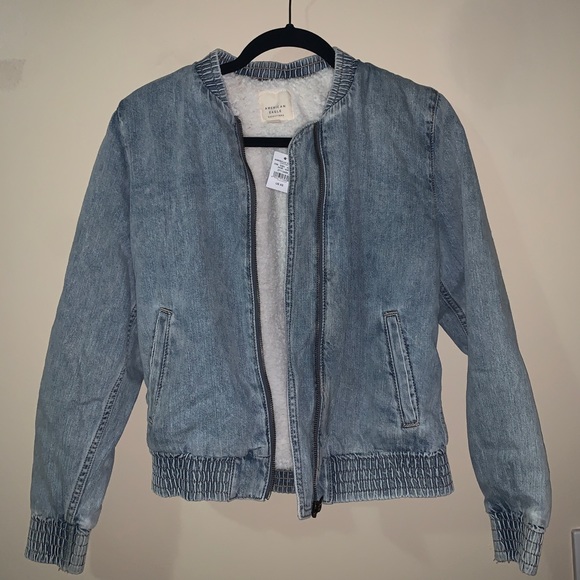 American Eagle Bomber Jean Jacket - Picture 1 of 3